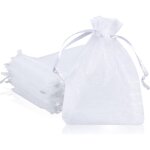 Lot de 100 sachets en organza blanc 7 x 9 cm, sachets cadeaux en organza, sachets � bijoux, sachets de ...