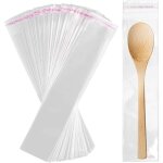 Lot de 100 sachets transparents autocollants - 25 x 5 cm - fermeture adh�sive id�al pour bonbons, porte ...
