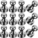 Lot de 12 aimants noirs pour r�frig�rateur, pour tableau blanc, bureau, salle de classe, carte, cuisine ...