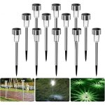 Lot de 12 bornes solaire � planter inox noir - noir
