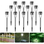 Lot de 12 bornes solaire � planter inox noir - noir