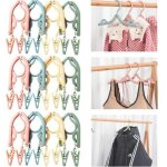 Lot de 12 cintres pliables avec pinces (4 couleurs) ? cintres de voyage portables en plastique, pliables ...