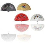 Lot de 12 �ventails fleurs fantaisie 23x42cm gadget chaud d'�t�