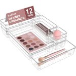 Lot de 12 organisateurs de tiroir, rangement tiroir en plastique transparent, bacs de rangement avec ...