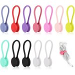 Lot de 12 serre - c�bles magn�tiques en silicone de couleur al�atoire, gestionnaire de c�bles usb r�utilisable ...