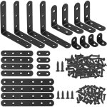 Bluedeer - lot de 134 �querres d'angle noires, 24 supports en forme de l et support plat en m�tal avec ...