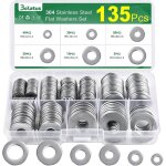 Lot de 135 rondelles plates en acier inoxydable bolatus pour vis, �crous et tige filet�e 6 tailles m4, ...