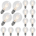 Lot de 15 ampoules g40 de remplacement 220v 7w ? culot e12, globe transparent, blanc chaud pour guirlandes ...