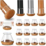 Lot de 16 prot�ge - pieds de chaise en silicone transparent ? feutre envelopp� ? diam�tre 18 - 25mm ? ...