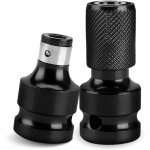 Lot de 2 adaptateurs de visseuse � percussion, entra�nement carr� 1 / 2  vers 1 / 4 , pour cl� � cliquet ...