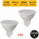 2 spot lutece led mr16 3000k 5w 400 lumens 120� blanc chaud
