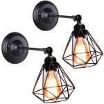 Lot de 2 applique mural industrielle design forme cage diamant ajustable lampe de plafond mtal luminaire ...