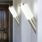 Lot de 2 appliques murales extérieures éclairage de façade lampes torches inox dont ampoules led Lot de 2 appliques murales extérieures éclairage de façade lampes torches inox dont ampoules led