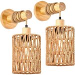 Lot de 2 appliques murales int�rieures e27 usb rechargeable bois vintage (sans ampoule) lampe murale ...