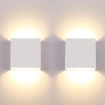 Lot de 2 appliques murales led 6w dimmables, blanc chaud 3000k, bo�tier blanc, �clairage moderne int�rieur ...