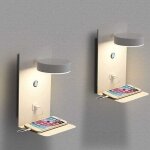 Lot de 2 appliques murales led d'int�rieur avec port usb 12 w tricolores � intensit� variable avec interrupteu ...