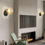 Lot de 2 applique murale moderne plafonniers luminaires verre lampe murale interieur e27 ambre + noir ...