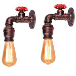 Lot de 2 applique murale tuyau d'eau e27 luminaire rouille rouge intrieur dcoration pour caf bar restaurant ...