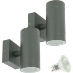 Lot de 2 appliques venice gris anthracite extrieure double faisceau avec 4 ampoules led gu10 5w temprature ...