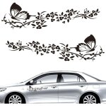 Lot de 2 autocollants pour voiture, autocollants pour voiture avec motif papillons et fleurs, autocollant ...