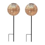 Lot de 2 balises solaires a planter - lumisky - agadir - h45 cm - style oriental - led blanc chaud