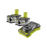 Ryobi - lot de 2 batteries 18v lithium - ion one + 5. 0 ah - 1 chargeur rapide - rc18150 - 250g