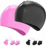 Deesse shop - lot de 2 bonnets de bain, bonnet de bain en silicone, bonnet de bain �lastique, bonnet ...