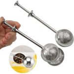 Lot de 2 boules � th� en acier inoxydable avec poign�e press�e, infuseur de th� r�tractable