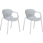 Lot 2 chaises design grises en plastique et acier robustes et confortables pour salon ou salle � manger ...