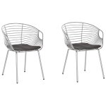 Lot de 2 chaises design en métal argenté avec assises en simili - cuir noir style tendance pour salle ... Lot de 2 chaises design en métal argenté avec assises en simili - cuir noir style tendance pour salle ...