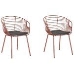 Lot de 2 chaises design en métal cuivré avec assises en simili - cuir noir style tendance pour salle ... Lot de 2 chaises design en métal cuivré avec assises en simili - cuir noir style tendance pour salle ...