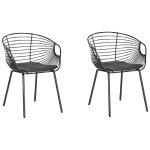 Lot de 2 chaises design en métal noir avec assises en simili - cuir noir style tendance pour salle à ... Lot de 2 chaises design en métal noir avec assises en simili - cuir noir style tendance pour salle à ...