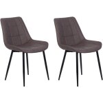 Beliani - lot de 2 chaises repas salle  manger moderne en cuir pu marron fonc et pieds en mtal poudrs ...