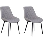 Lot de 2 chaises de salle � manger moderne sans accoudoirs en cuir pu gris et pieds en m�tal poudr� maribel ...