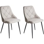 Lot 2 chaises vintage tapissées cuir pu gris clair avec dossier capitonné et pieds noirs design tendance ... Lot 2 chaises vintage tapissées cuir pu gris clair avec dossier capitonné et pieds noirs design tendance ...