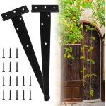 Lot de 2 charni�res en t lourdes 12 pouces, fer galvanis� noir, vis fournies, rotation 270�, pour portail ...