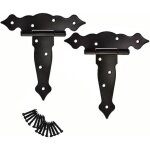 Lot de 2 charni�res robustes en t de 15 cm (6 po) (noires) pour abris de jardin, portes de grange et ...