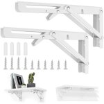 Lot de 2 consoles pliantes pour charges lourdes - 25 x 11, 5 cm - roulement de 35 kg - en acier inoxydable ...