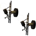 Lot de 2 crative applique murale petit gens de fer, lampe de mur style simple industrielle lumire interieur ...