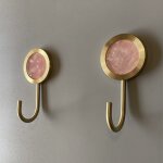 Lot de 2 crochets muraux d�coratifs en laiton massif, sans trou, crochet fantaisie dor� brillant (rose ...