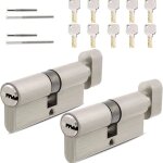 Lot de 2 cylindres de serrure 30 / 30, 35 / 35, 40 / 40, avec 5 cl�s, cylindre profil�, double cylindre, ...