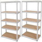 Lot de 2 tagres modulables charges lourdes en mtal 5 plateaux - 875 kg - montage facile systeme de ...