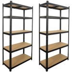 Lot de 2 �tag�res modulables charges lourdes noire - m�tal - 5 plateaux - 875 kg - 180 x 90 x 40cm - ...
