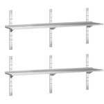 Lot de 2 �tag�res murales inox 1800 x 300 mm premium - goldinox