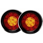 Lot de 2 feux de freinage arri�re ronds � 16 led avec joint en caoutchouc noir pour voiture, camion, ...