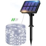 Lot de 2 guirlandes lumineuses solaires d'ext�rieur, longueur totale 12 m, 100 led, �tanches, lumineuses, ...