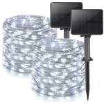 Lot de 2 guirlande solaire exterieur, totale 16m 160led lumineuse �tanche, 8 modes d�coration pour jardin ...
