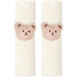 Lot 2 housses ceinture s�curit� peluche blanche, voiture / poussette / sac � dos / guitare, protection ...