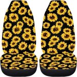 Lot de 2 housses de si�ge avant de voiture - motif abstrait - tournesol noir - ajustement universel