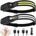 Lot de 2 lampes frontales led rechargeables - 2000 lumens - lumi�re blanche super lumineuse - capteur ...